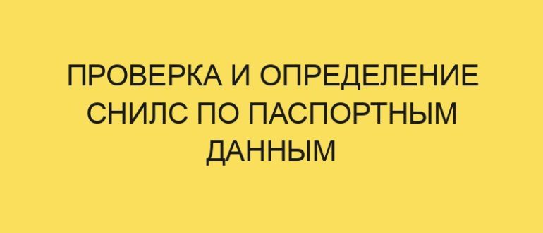 Проверка и определение СНИЛС по паспортным данным